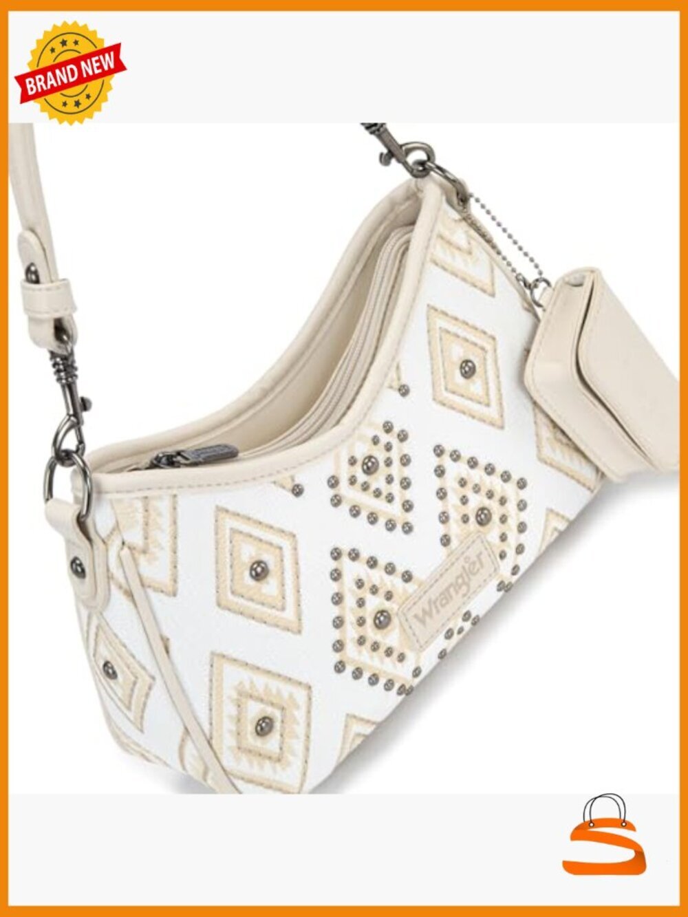 Western Aztec Crescent Hobo Shoulder Bag with Detachable Pouch - Picture 3 of 7